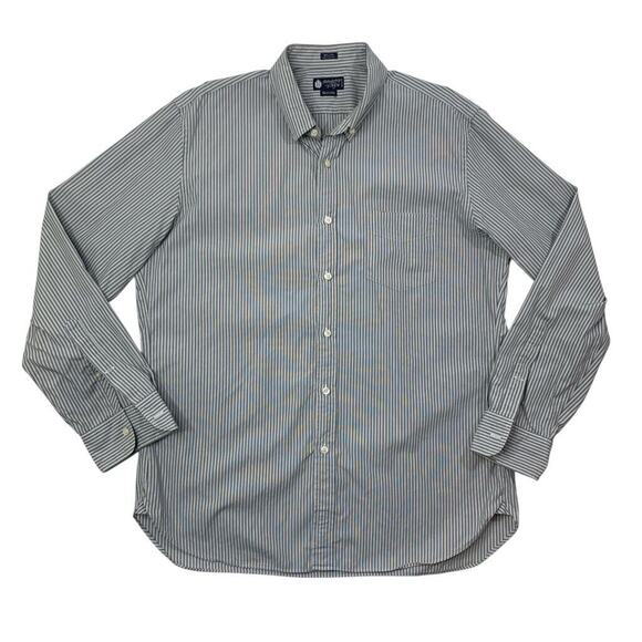 J Crew Shirt Mens XL Gray White Cotton 80s 2Ply Haberdashery Striped Button Down - Picture 1 of 11